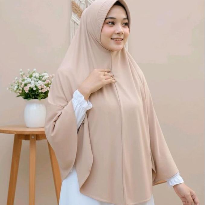 Hijab Instan Hamidah Jumbo Muslim Ukuran XL jilbab instan ped Spandek Jersey| Hijab ramdhan Khimar J