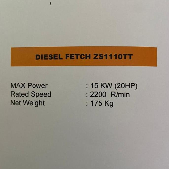 Engine Diesel 20 Hp Zs1110 Tanpa Tangki
