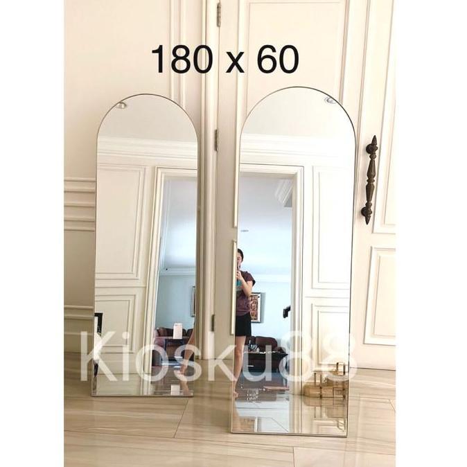 Geree- Standing Mirror Cermin Standing Cermin Full Body Oval Frameless Full Body Cermin Badan