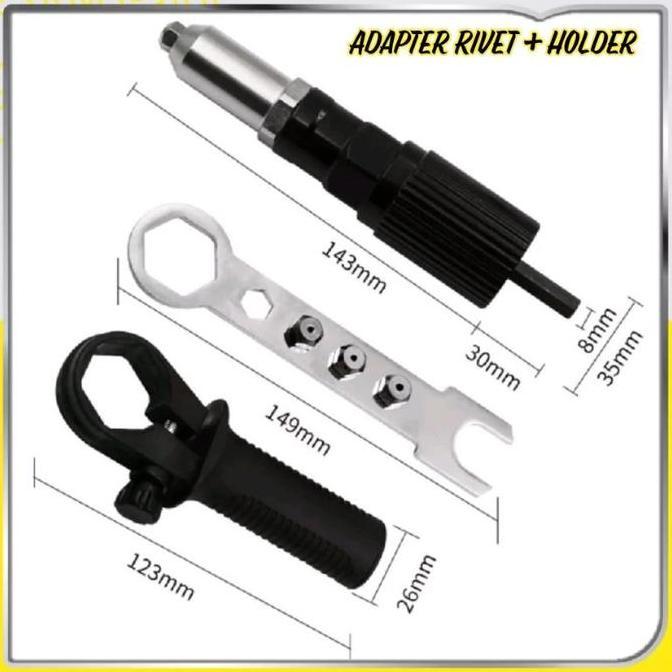 Tang Rivet Bor Listrik Konverter Paku Elektrik Besi Hitam Gun Electric Handle Kecil Mudah dibawa