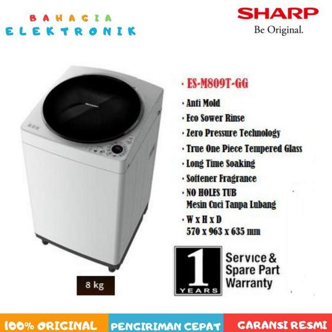 SHARP MESIN CUCI TOP LOADING ES-M809T-GG