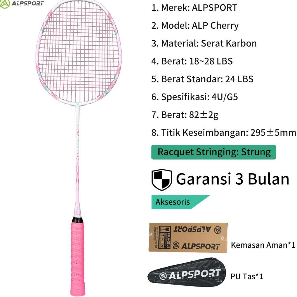 ALPSPORT New Cherry Badminton Racket 100% Serat Karbon Penuh Desain Asli Model Dewi Desain Asli untu