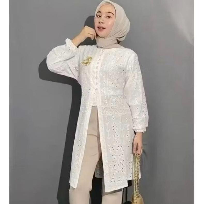 murah chea tunik katun bordir (katbol katun bolong) / tunik kondangan / atasan wanita katun bolong/ 