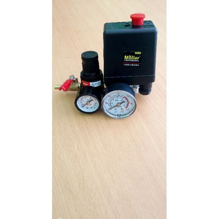 Otomatis Kompresor Mollar Fullset + Regulator Pengatur Angin