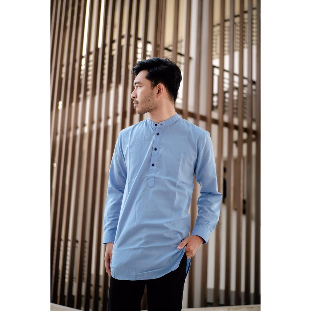 HOT DEALS Baju Koko Kurta Lengan Panjang Warna Biru Muda Biru Laut Ada Big Size Banyak Warna