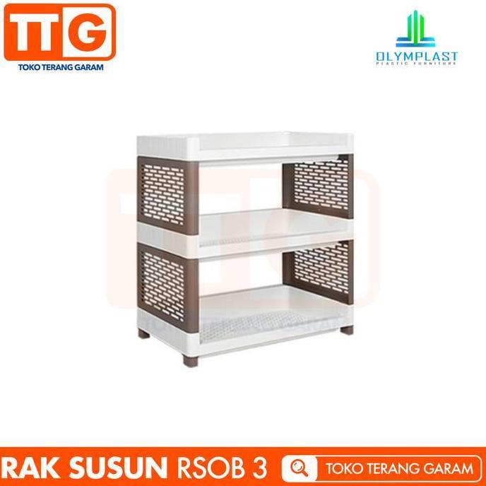 BIG SALE - OLYMPLAST Rak Plastik Serbaguna Besar Dapur Toilet 3 Susun RSOB 3
