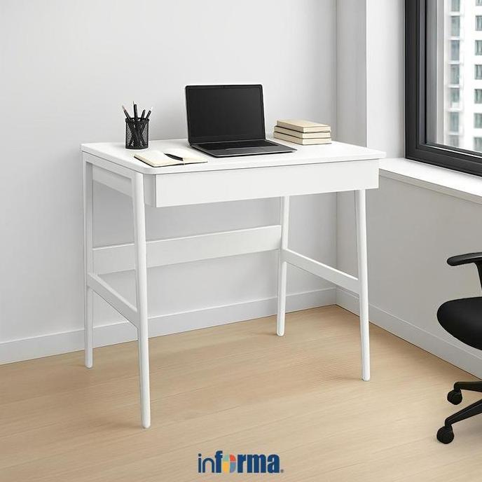 BEST SELLER - Informa Brodie Meja Kantor - Putih Meja Laptop Meja Kerja Belajar Minimalis Lesehan
