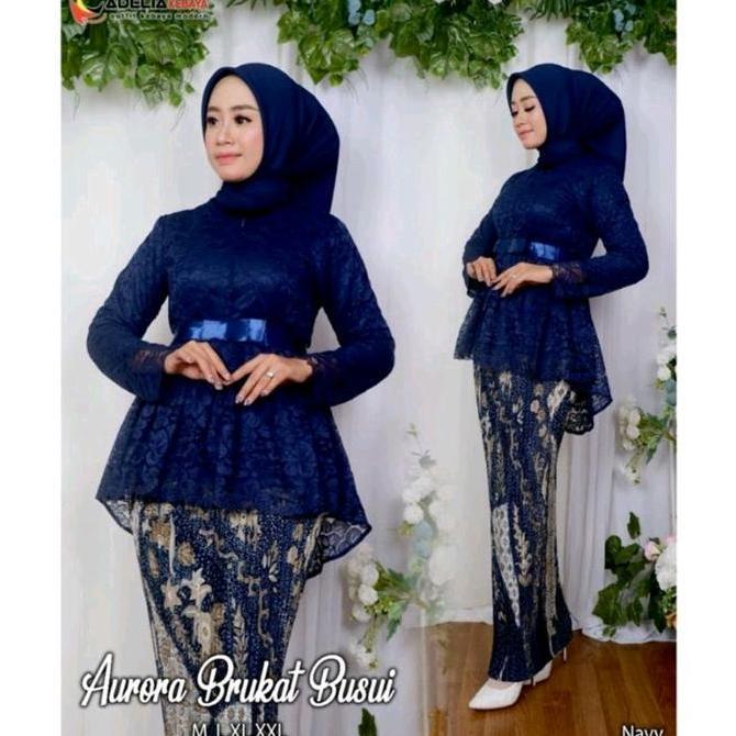 Atasan Kebaya Kondangan Modern Aurora Brokat Baju Wisuda Kekinian Setelan Wanita Dewasa
