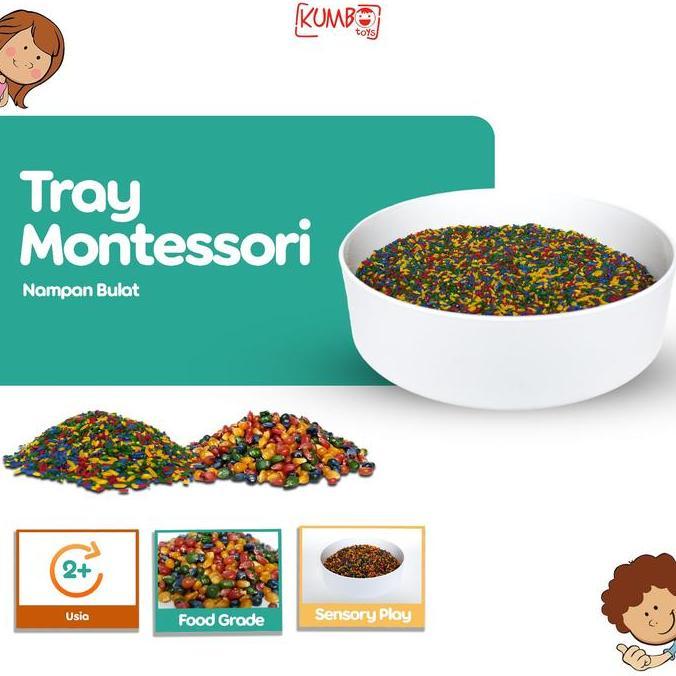 Tray Montessori Sensory Tray Nampan Bermain Anak Bulat Putih Toys