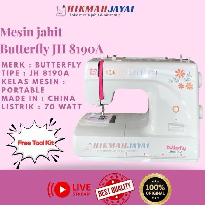 Terlaris Mesin Jahit Butterfly Jh8190 / Jh 8190A Portable Multifungsi