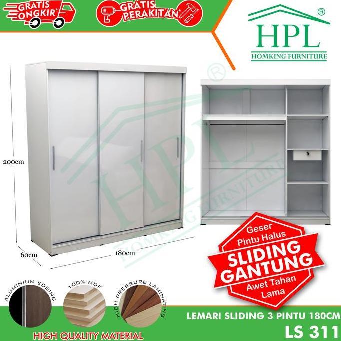 Lemari Pakaian HPL Sliding Door 3 Pintu
