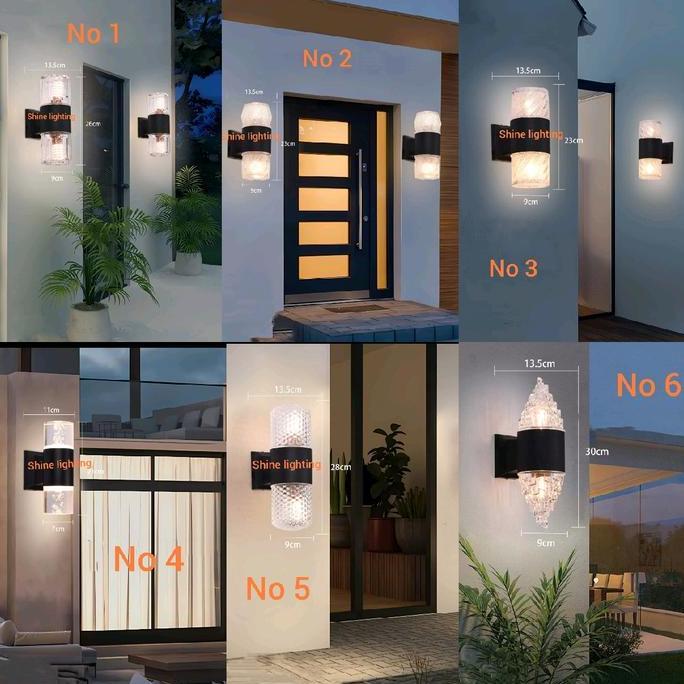 Newlict- Lampu Dinding Minimalis Kaca Indoor Outdoor Terproof Teras Cafe Lampu Hitam