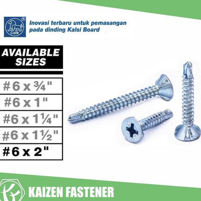 6X2 Sekrup Grc Sds Kalsiboard Calci Screw 5Cm