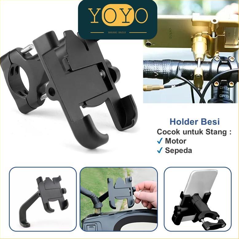 <RAJA> Holder HP Motor Besi di Spion Motor/ Stand Holder HP Motor Besi
