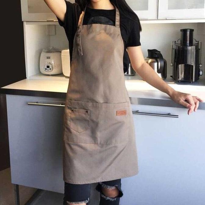 celemek masak apron dapur barista chef pria wanita clemek canvas keren