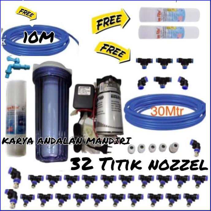 Mesin Kabut Walet Lengkap Set 32 Titik Nozzle Sprayer Misting Kabut