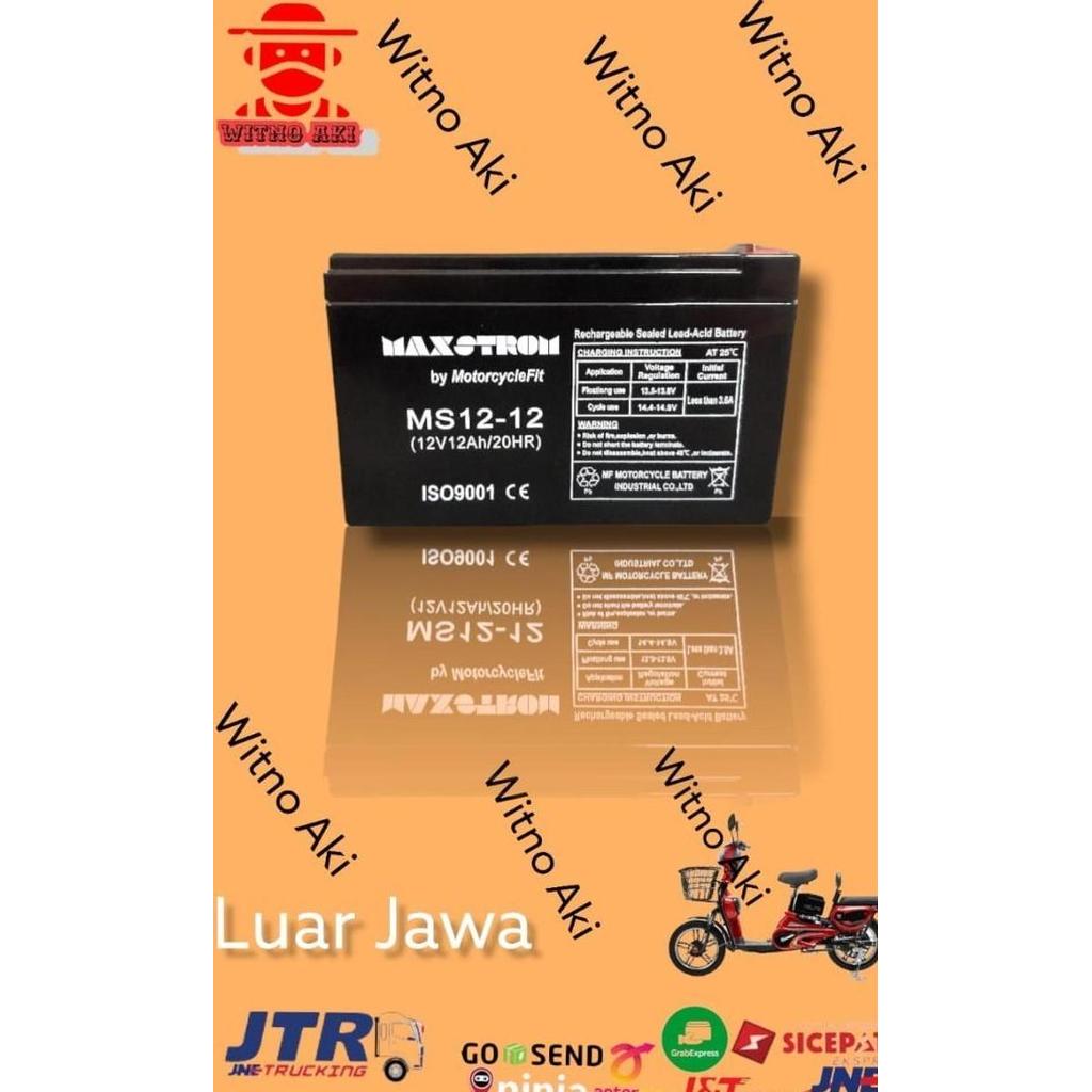 AKI SEPEDA LISTRIK 6DZM12 12V 12AH MF KERING BATTERY RESTOCK!