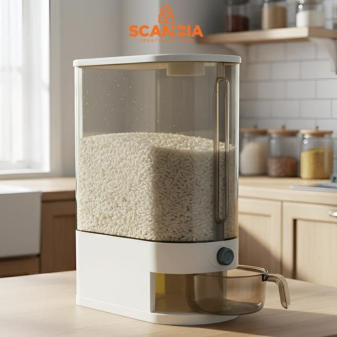 SCANDIA Tempat Beras Rice Container 10 Kg 17.5x30.8x40Cm White - tempat beras tempat beras rice cont