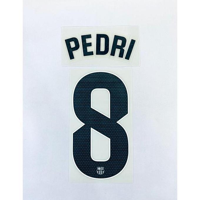 Nameset Barcelona 2025-26 AWAY (LiGA) = PEDRI (8). Original Nameset for Jersey.