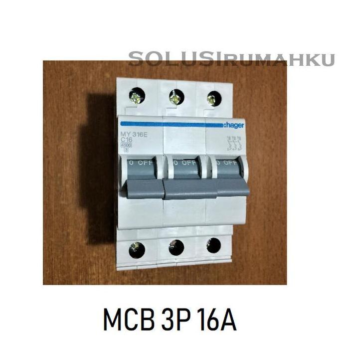 BEBAS ONGKIR - MCB 3 PHASE HAGER 16A / SIKRING 3 PAS 16 AMPERE / MCB 3P 16 A