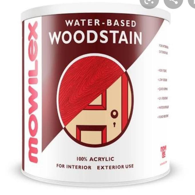 Mowilex Woodstain 1 Liter Cat Kayu Berbasis Air 100% Akrilik untuk Penggunaan Dalam dan Luar Ruangan