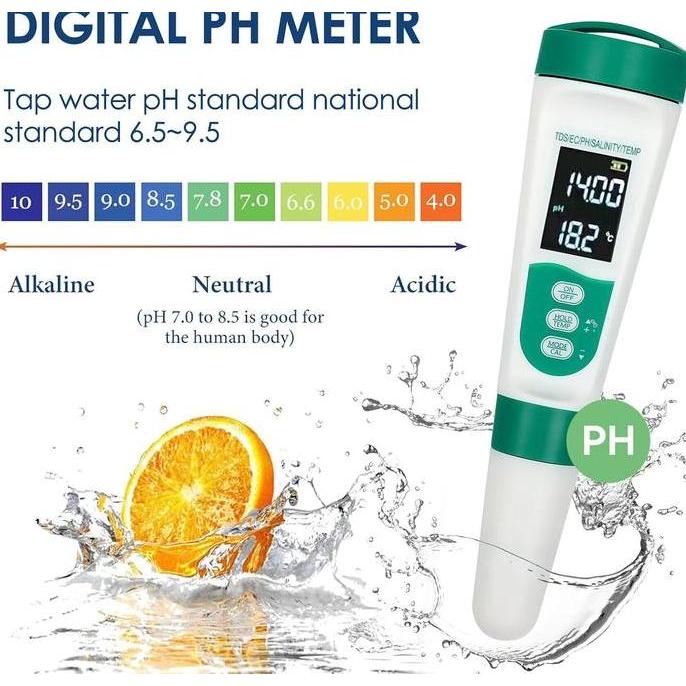 DILATE PH Meter TDS Pengukur Salinitas Suhu Air Digital Pena PH Penguji Kualitas Air Penguji Suhu