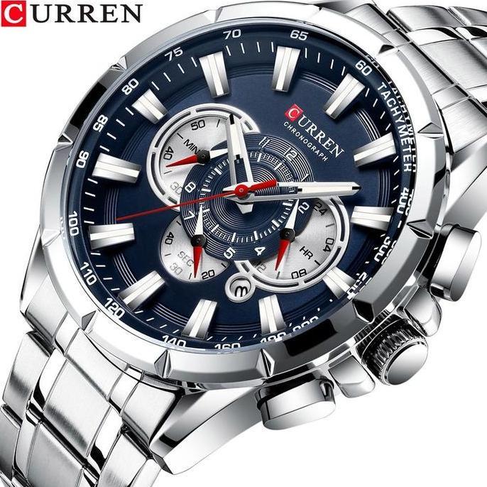 Orologi- Jam Tangan Pria Analog Tali Stainless Steel Chronograph Curren 8363