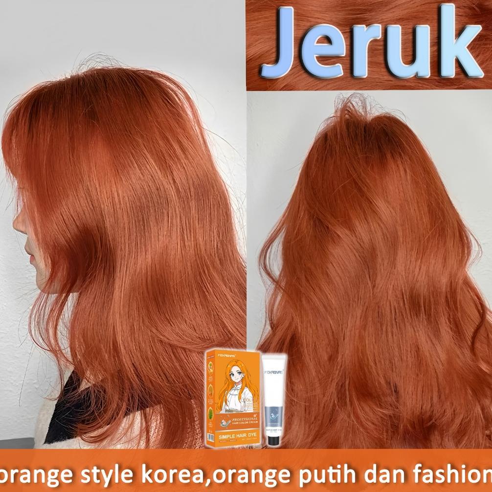 [Cat rambut tanpa bleacing] warna  jeruk Cat rambut 200ml cerahkan & putihkan kulit, warna trendi un
