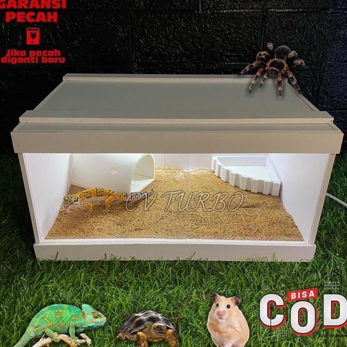 Kandang Reptil / Terarium Reptil Pvc Board Akrilik Fullset Hiding Cave Ukuran L