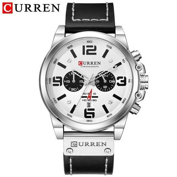 Orologi- Jam Tangan Pria Analog Tali Kulit Chronograph Curren 8314