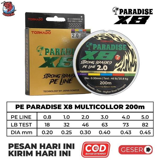Pesca- New- Senar Pe Paradise X8 200M 300M Senar Mancing Laut Pancing Senar Untuk Joran Reel Senar K