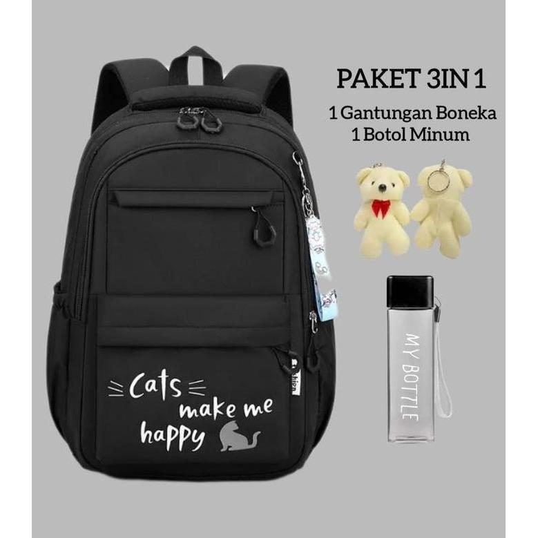 New- Tas Sekolah Anak Perempuan Kapasitas Besar Ransel Sekolah Ringan Tas Sekolah Polos Anak Fashion