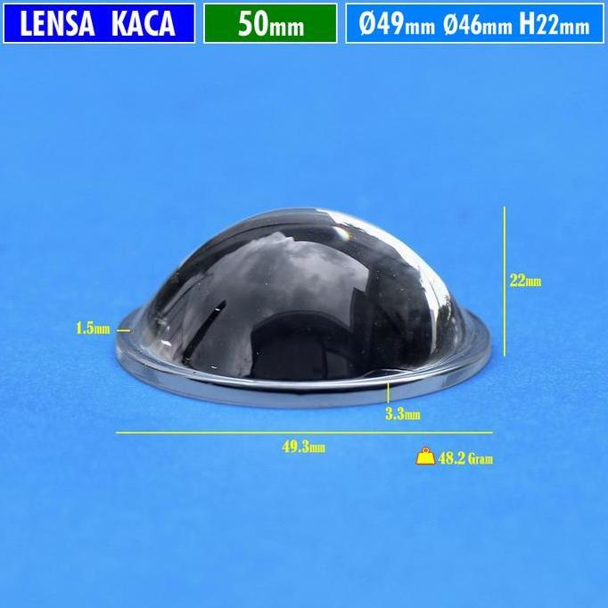 LENSA 50MM KACA CEMBUNG DATAR H.22 PART LAMPU LENSA LED 2 INCH MCP HPL CREE SST OSRAM  BILED PROJIE 