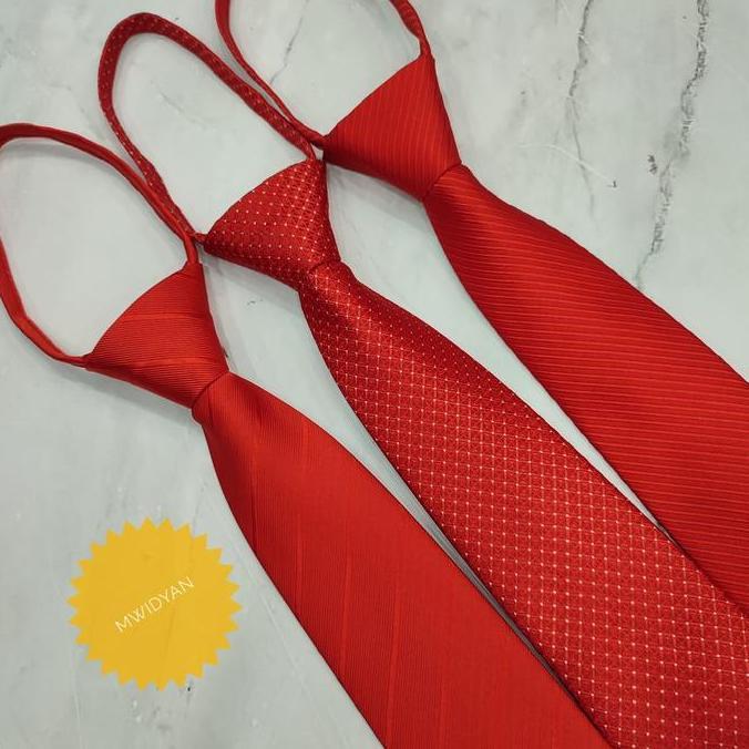 dasi pria dasi instan/Zipper merah polos dasi siap pakai