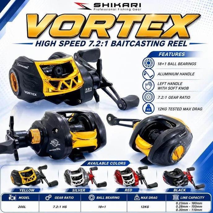 Reel BC Shikari VORTEX Reel Pancing Baitcasting High Speed 7.2:1