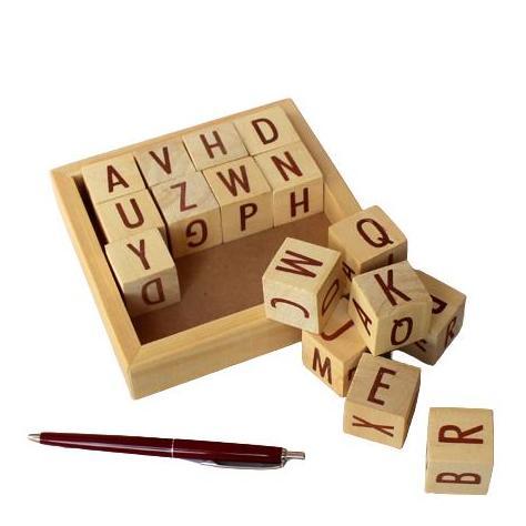 Pilihan - Mainan Edukasi Balok Huruf Kayu Natural Kotak Kubus Pinus Alphabet Alfabet Abc Abcd