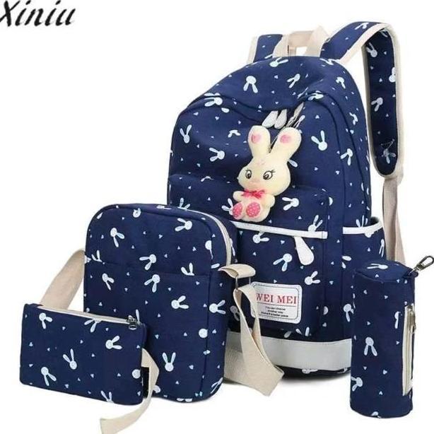 New- Jtb - Tas Sekolah Anak Perempuan Bunny Lucu Ransel Anak Murah Motif Playboy Imut Free Gantungan