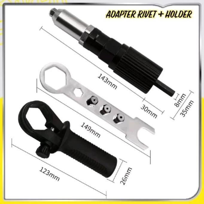 Tang Rivet Bor Listrik Konverter Paku Elektrik Besi Hitam Gun Electric Handle Kecil Mudah dibawa