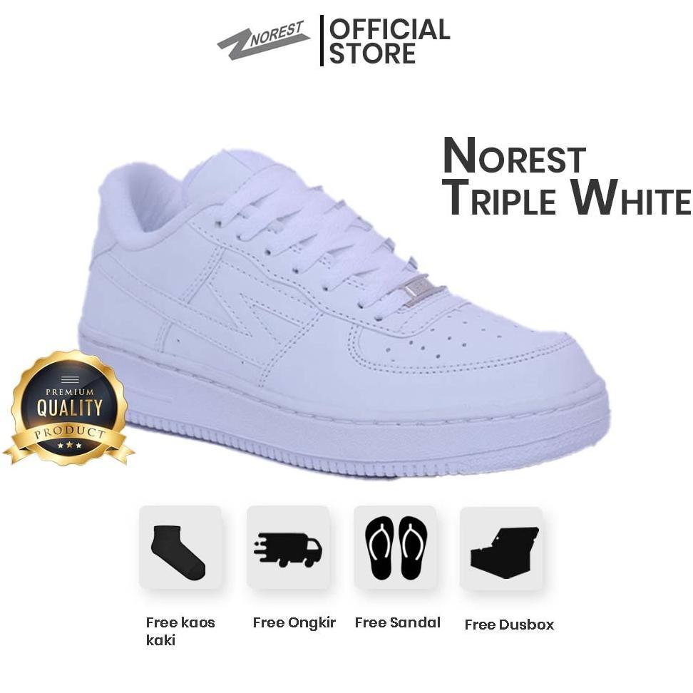 CUCI GUDANG Sepatu Sneakers Putih Norest Pria Wanita Lokal Murah Nyaman