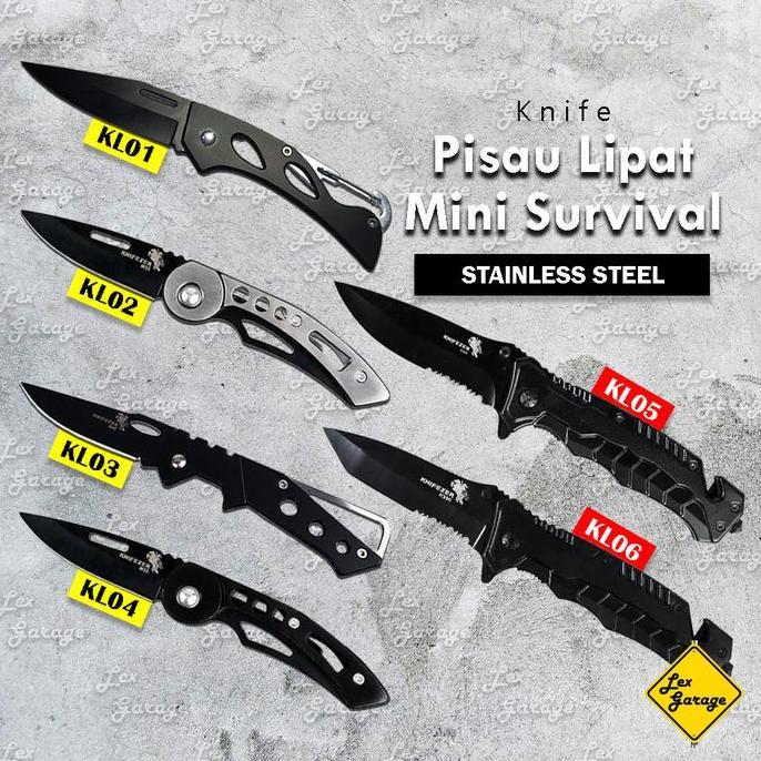 New - Pisau Lipat Mini Saku Survival Knife Gantungan Kunci Tas Hiking
