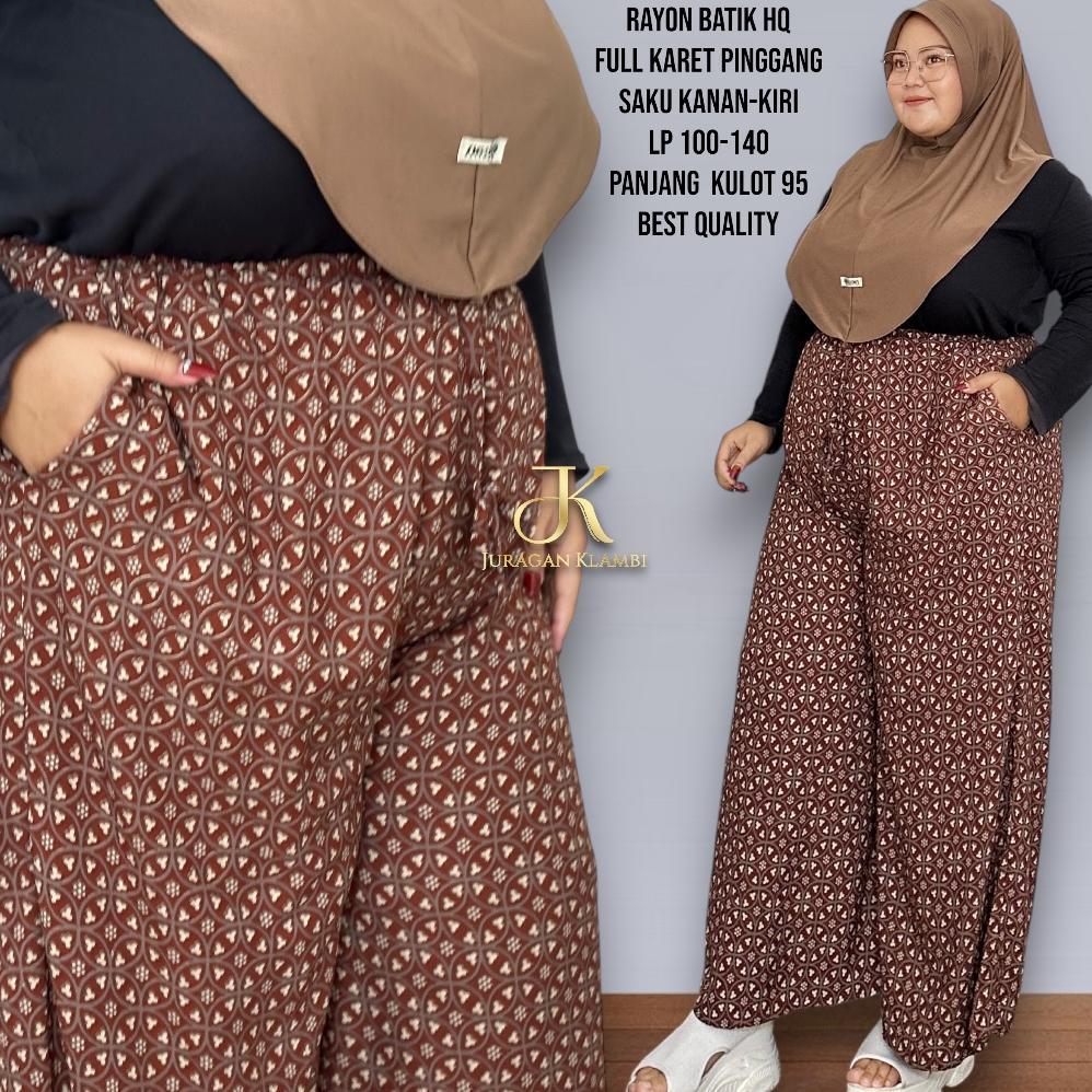 HOT Celana Kulot Batik Bahan Rayon Premium Jumbo Free Bros By Juragan Klambi Muslim, Wanita, Panjang