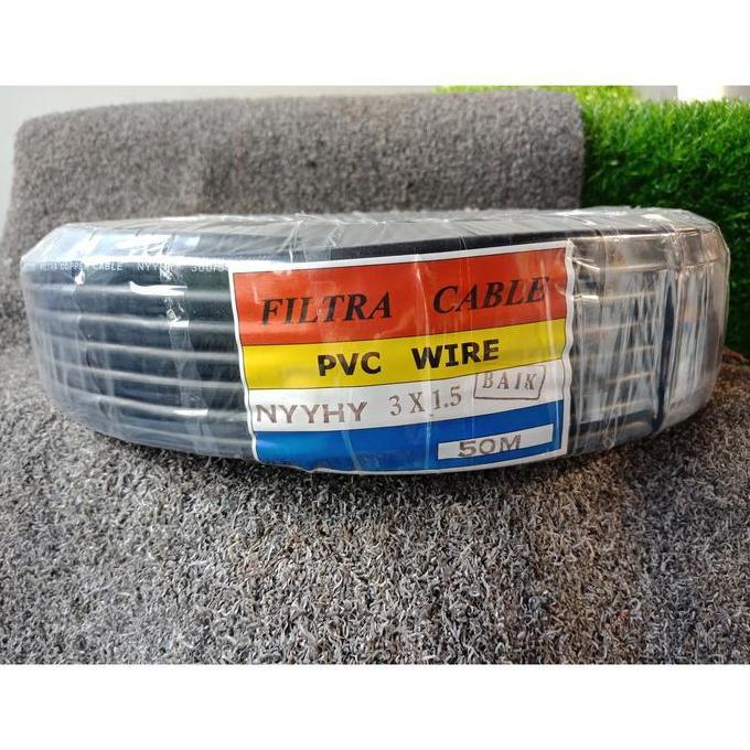 yoriezmart- FILTRA AUDIO KABEL HYO 3x1.5 Sqmm 50M Hitam( Kabel Audio Serabut NYYHY 3x1,5 3x1.5mm 3x1