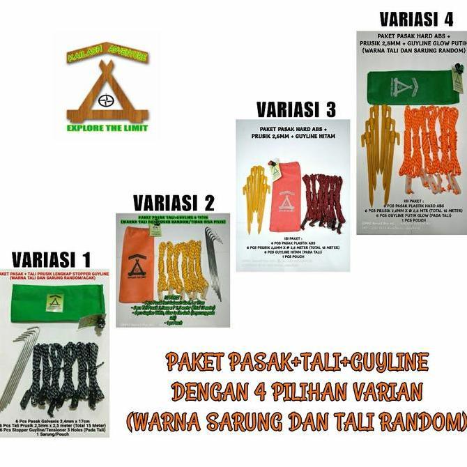 Pussx- Paket Pasak Tali Prusik Lengkap Guyline Untuk Tenda Dan Flysheet Camping Outdoor