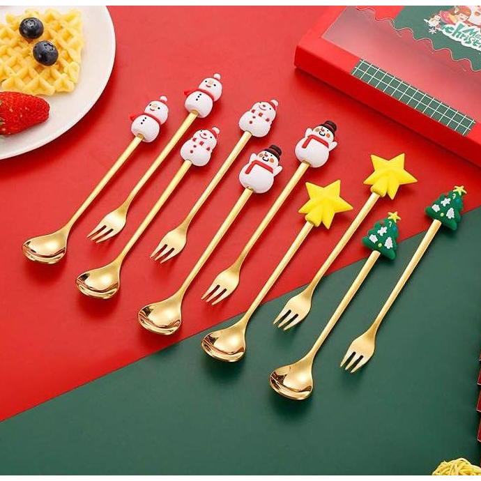 Nyam- Hampers Natal Sendok Garpu Teh Christmas Gift Box Coffee Tea Spoon Set