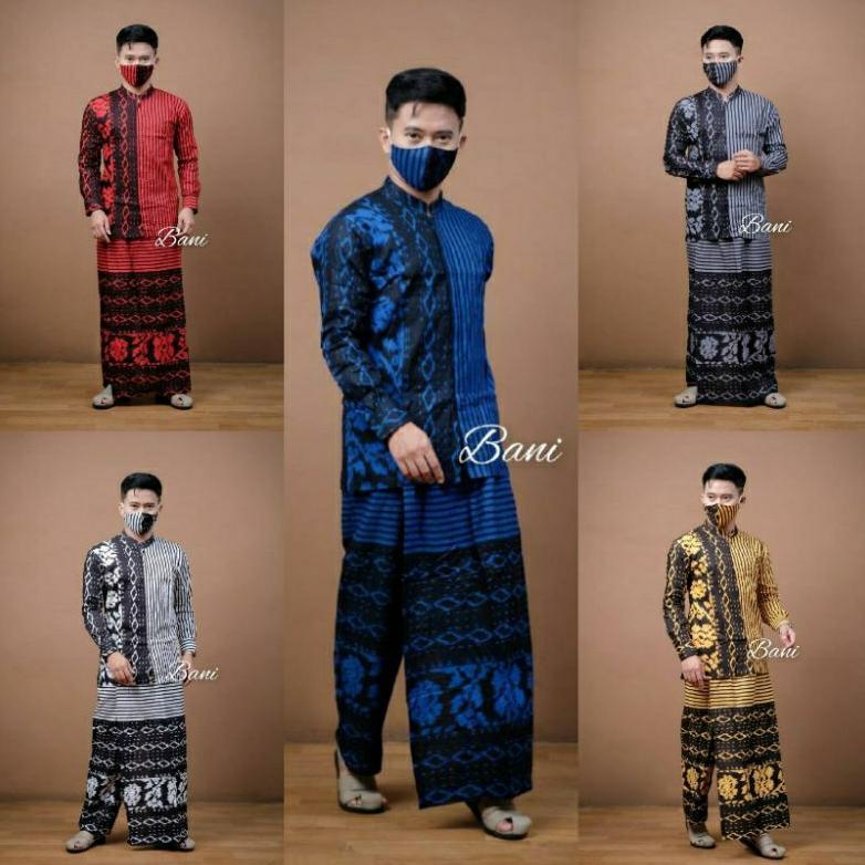 bestpromo baju koko pria_set sarung koko dan sarung celana koko pakaian muslim pria