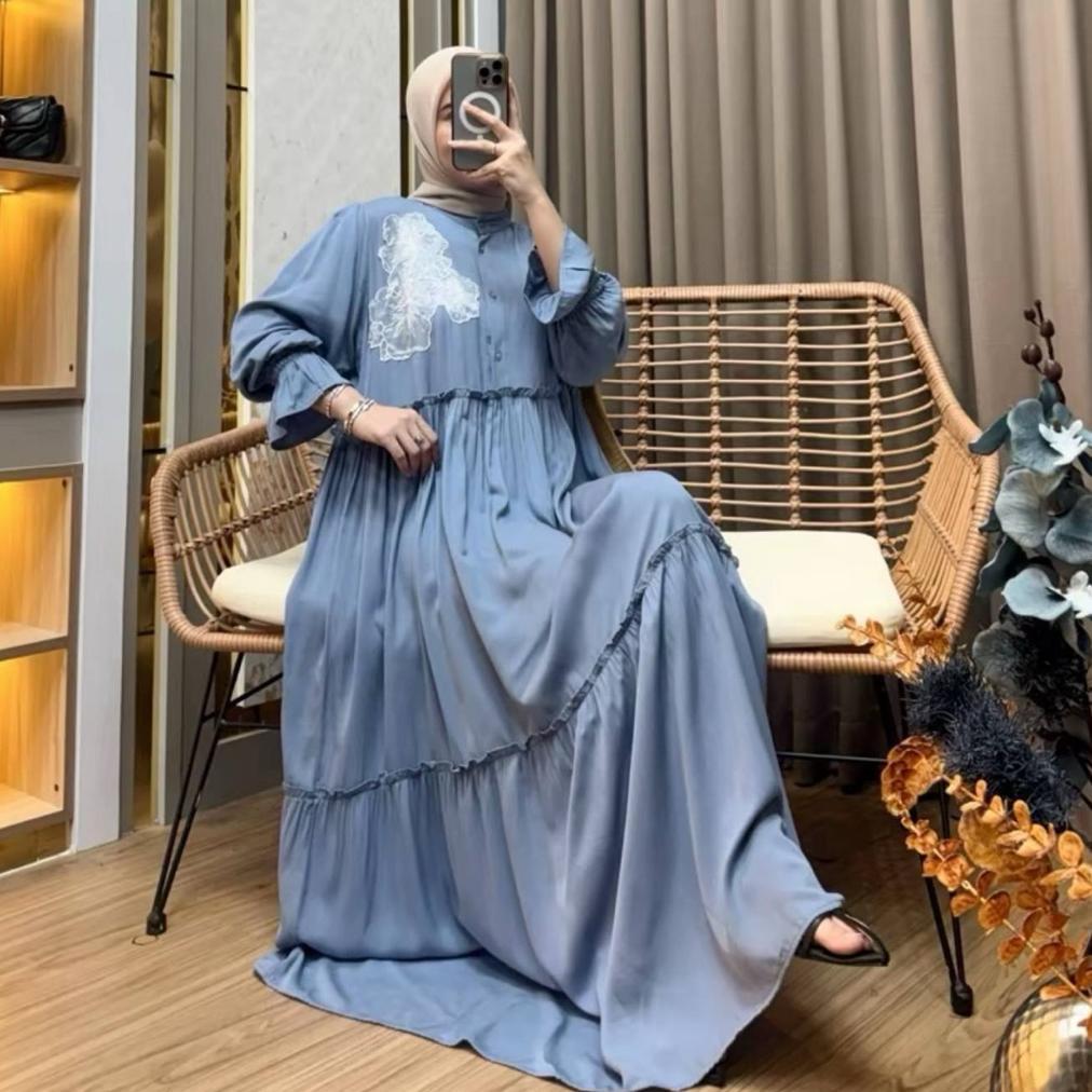 NEW Gamis Melisa Bordir Rayon Twill Jumbo LD 120
