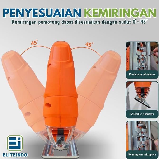 ELITEINDO Mesin Jigsaw Elektrik Mesin Gergaji Potong kayu Papan Triplek Lempengan Besi Multifungsi 5