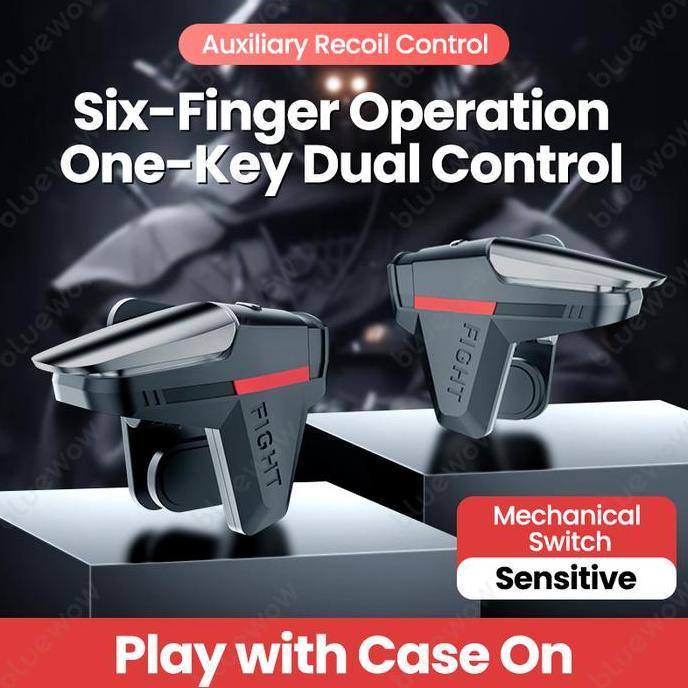 BlueWow DY05 Trigger PUBG FF FPS L1 R1 Gaming Six Finger Trigger untuk Pengalaman Gaming Lebih Baik 