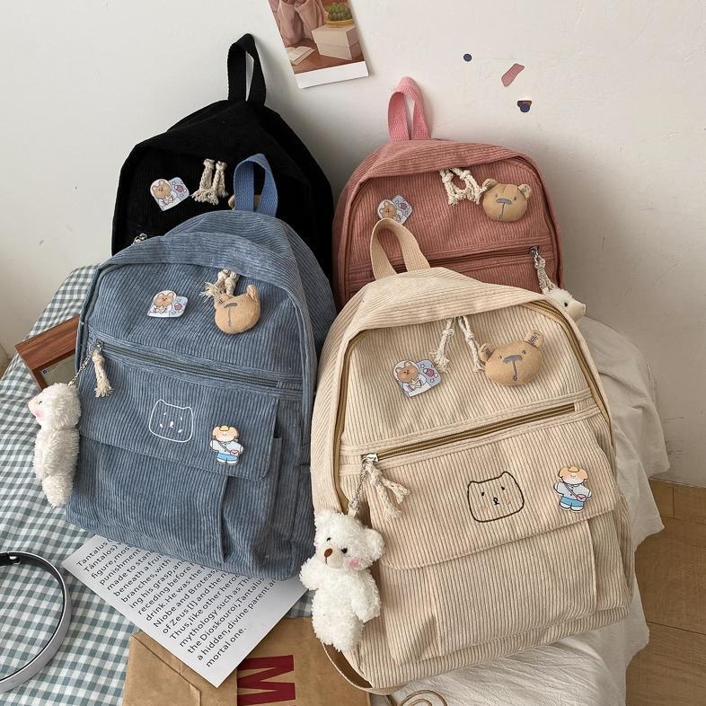 HOT DEALS KINOKIMI - RANSEL WANITA CANTIK - RANSEL SEKOLAH - RANSEL CORDUROY - BACKPACK ANAK - TAS C