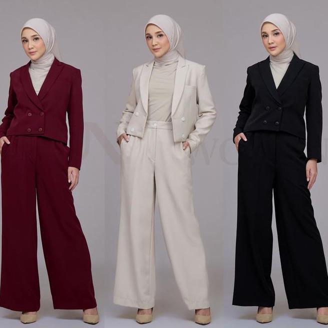 Leia Blazer Blazer One Set Setelan Blazer Celana Kulot Wanita Formal Casual WomenSuitCulotte